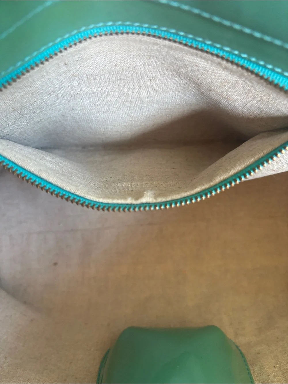 Tory Burch Patent Perforated Logo Tote in Teal